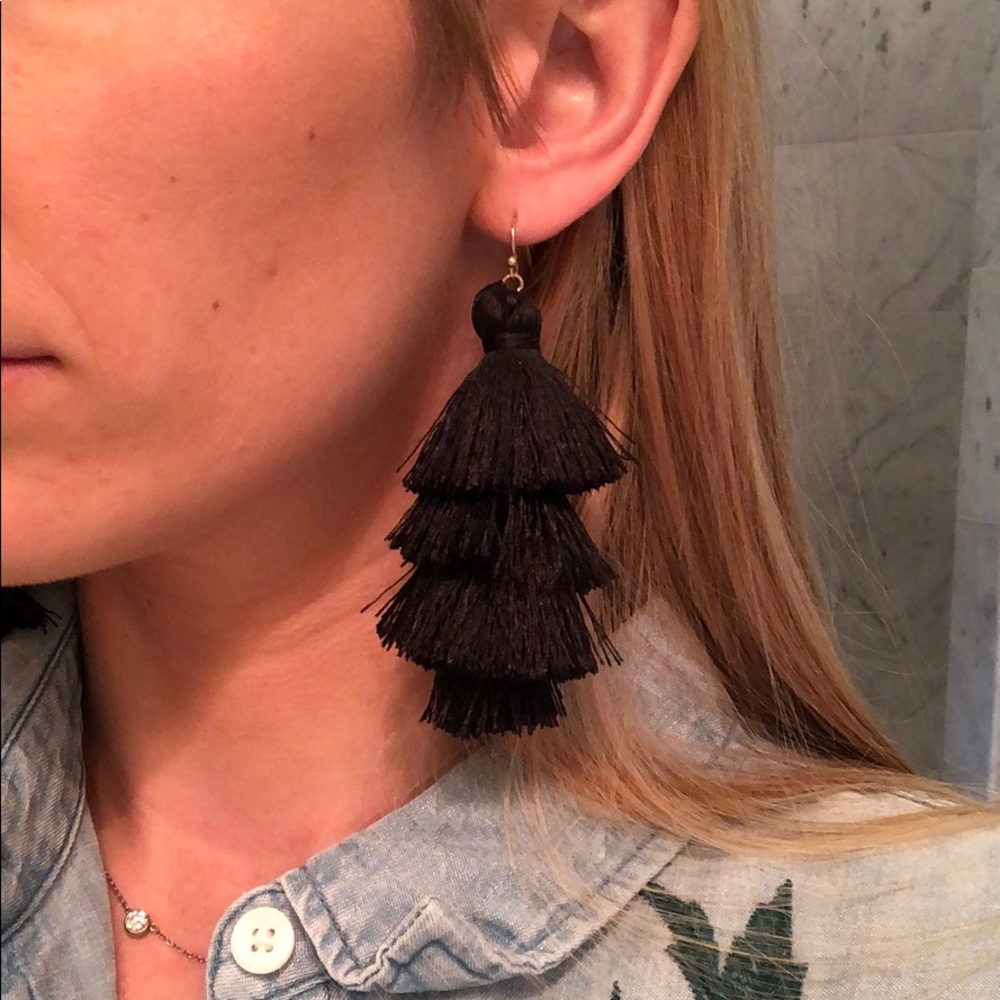 Club Monaco black tassel earrings